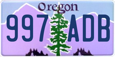 OR license plate 997ADB