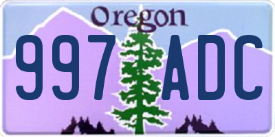 OR license plate 997ADC