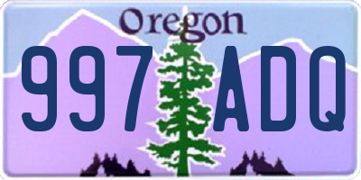 OR license plate 997ADQ