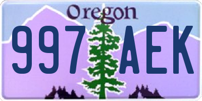 OR license plate 997AEK