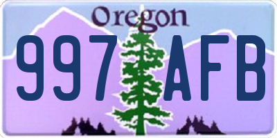 OR license plate 997AFB
