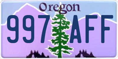 OR license plate 997AFF