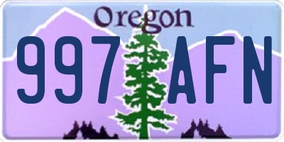 OR license plate 997AFN