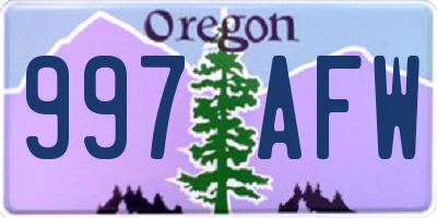 OR license plate 997AFW