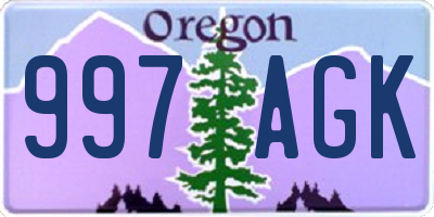 OR license plate 997AGK