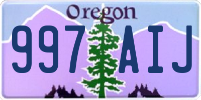 OR license plate 997AIJ