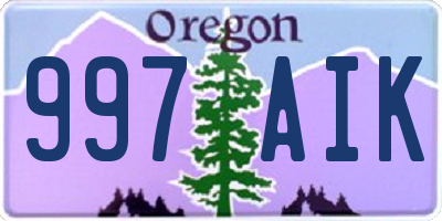 OR license plate 997AIK