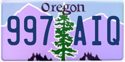 OR license plate 997AIQ