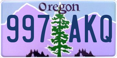 OR license plate 997AKQ