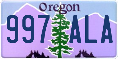 OR license plate 997ALA