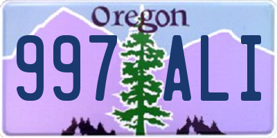 OR license plate 997ALI