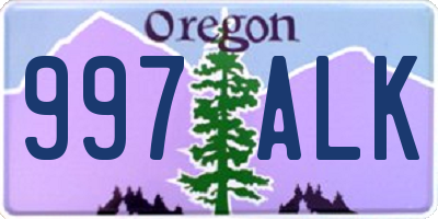 OR license plate 997ALK