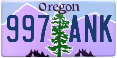 OR license plate 997ANK