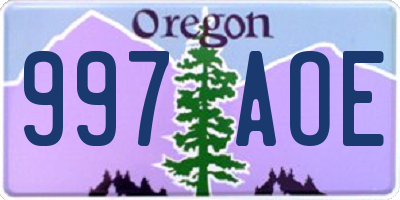 OR license plate 997AOE