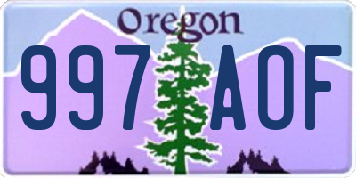 OR license plate 997AOF