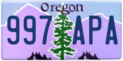 OR license plate 997APA