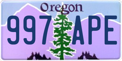 OR license plate 997APE