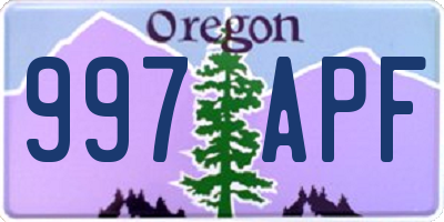 OR license plate 997APF