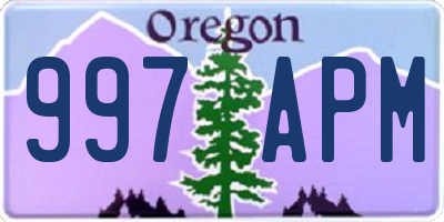 OR license plate 997APM