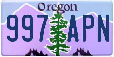 OR license plate 997APN