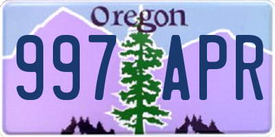 OR license plate 997APR