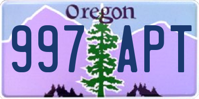 OR license plate 997APT