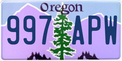 OR license plate 997APW