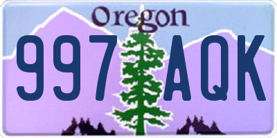 OR license plate 997AQK