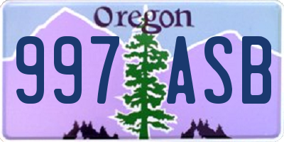 OR license plate 997ASB