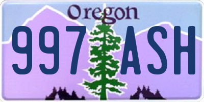 OR license plate 997ASH