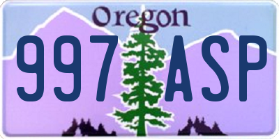 OR license plate 997ASP