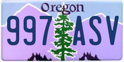 OR license plate 997ASV