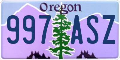 OR license plate 997ASZ