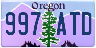 OR license plate 997ATD