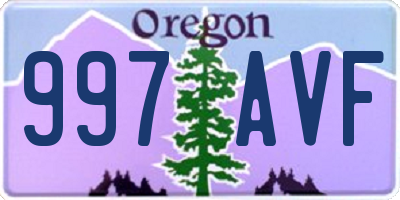 OR license plate 997AVF