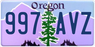 OR license plate 997AVZ