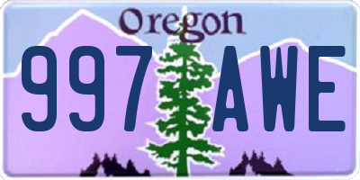 OR license plate 997AWE