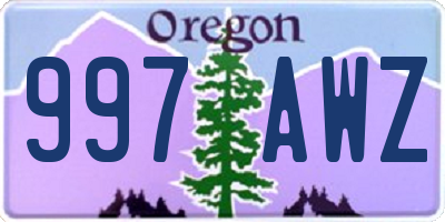 OR license plate 997AWZ