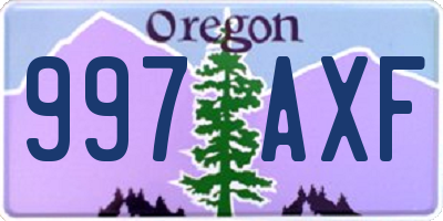 OR license plate 997AXF