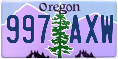 OR license plate 997AXW