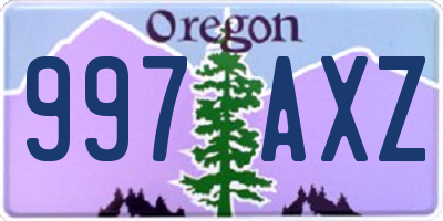 OR license plate 997AXZ