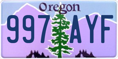 OR license plate 997AYF