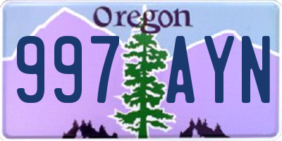 OR license plate 997AYN