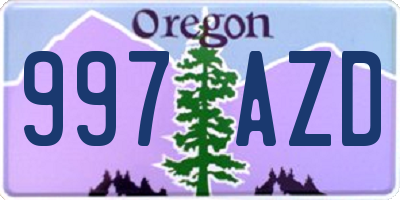 OR license plate 997AZD