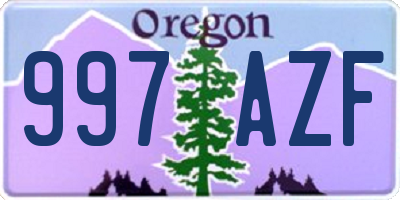 OR license plate 997AZF