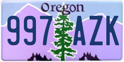 OR license plate 997AZK