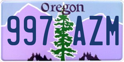 OR license plate 997AZM