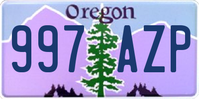 OR license plate 997AZP