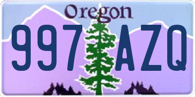 OR license plate 997AZQ