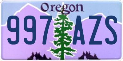 OR license plate 997AZS